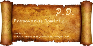 Presovszky Dominik névjegykártya